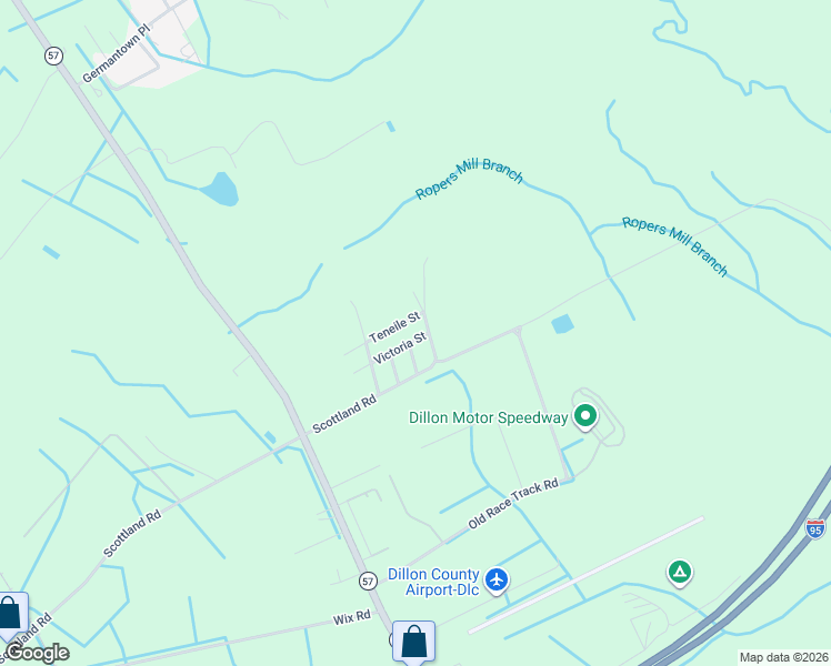 map of restaurants, bars, coffee shops, grocery stores, and more near 1100-1120 Victoria Street in Dillon