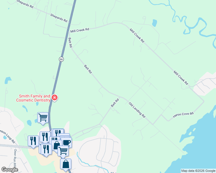map of restaurants, bars, coffee shops, grocery stores, and more near 585 Belt Road in Hampstead