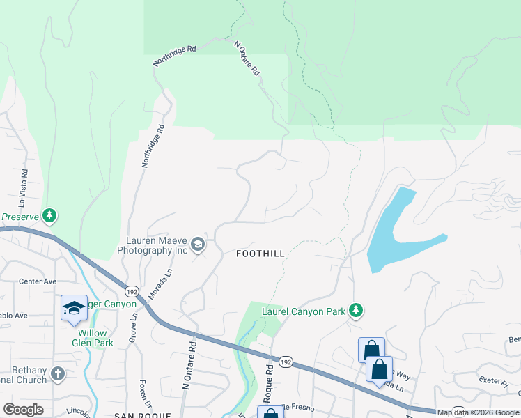 map of restaurants, bars, coffee shops, grocery stores, and more near 1261 North Ontare Road in Santa Barbara
