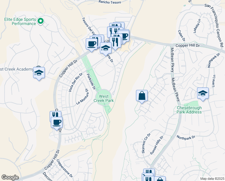 map of restaurants, bars, coffee shops, grocery stores, and more near 28519 North Pietro Drive in Santa Clarita