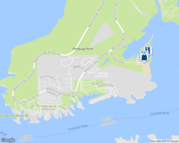 map of restaurants, bars, coffee shops, grocery stores, and more near 1003 Nautical Estates Drive in Lake Havasu City