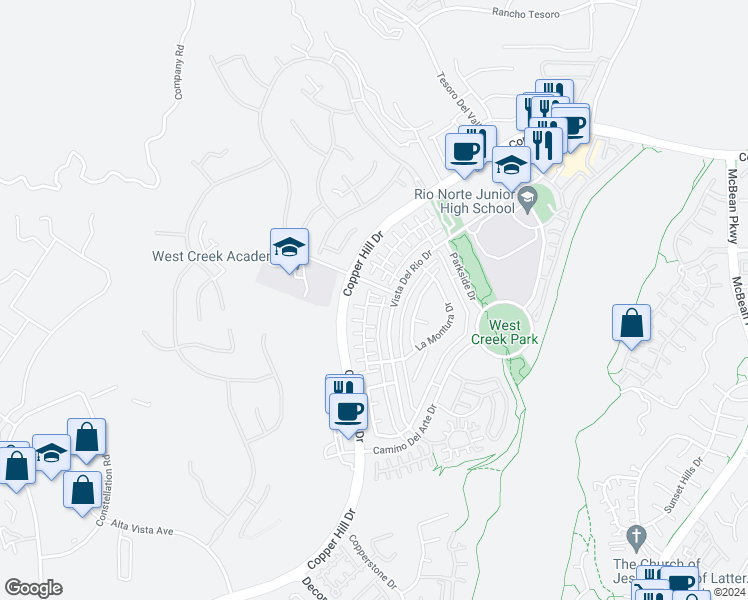 map of restaurants, bars, coffee shops, grocery stores, and more near 28580 Herrera Street in Santa Clarita