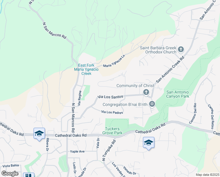 map of restaurants, bars, coffee shops, grocery stores, and more near 1082 Via Los Padres in Santa Barbara