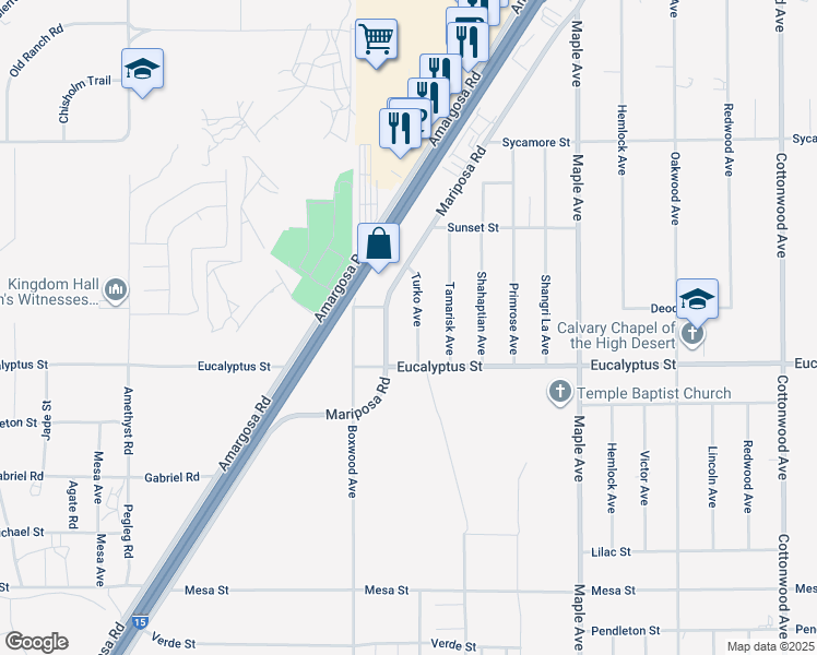 map of restaurants, bars, coffee shops, grocery stores, and more near 11370 Turko Avenue in Hesperia