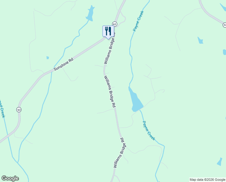 map of restaurants, bars, coffee shops, grocery stores, and more near 3754 Williams Bridge Road in Toccoa