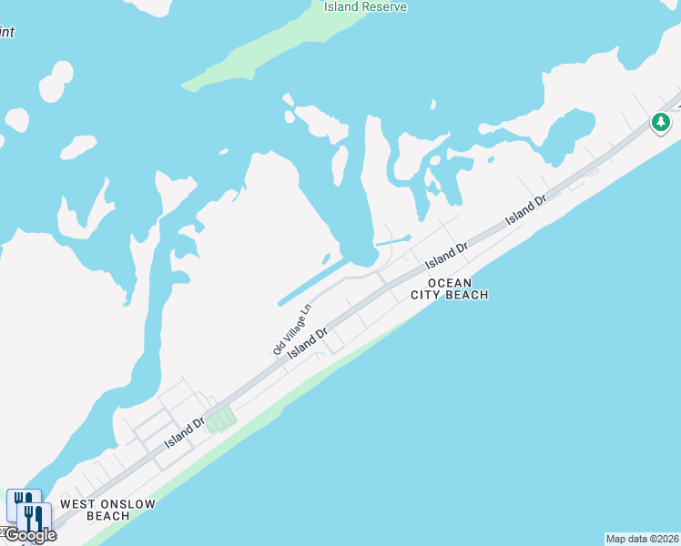 map of restaurants, bars, coffee shops, grocery stores, and more near in North Topsail Beach