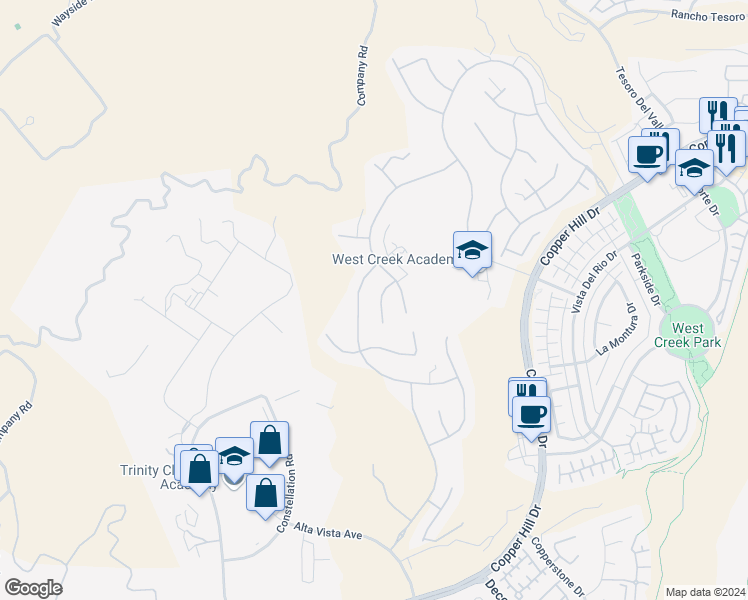 map of restaurants, bars, coffee shops, grocery stores, and more near 28629 Stonegate Court in Santa Clarita