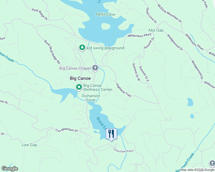 map of restaurants, bars, coffee shops, grocery stores, and more near Sconti Knoll Drive in Pickens County