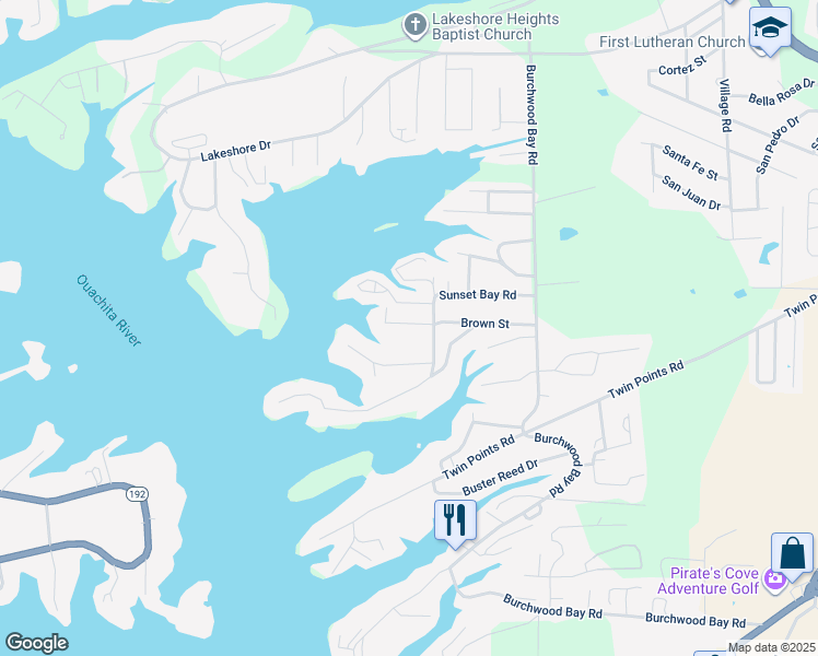 map of restaurants, bars, coffee shops, grocery stores, and more near 112 Westport Point in Hot Springs
