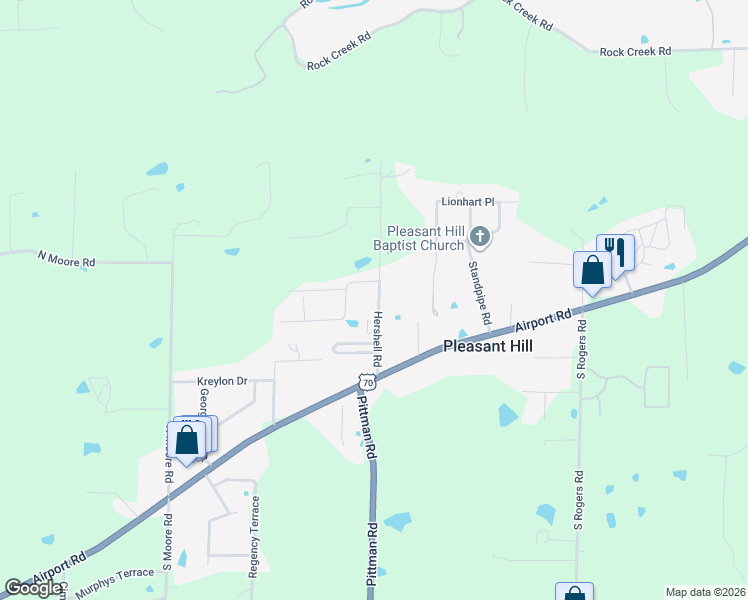 map of restaurants, bars, coffee shops, grocery stores, and more near 101 Westgate Terrace in Hot Springs
