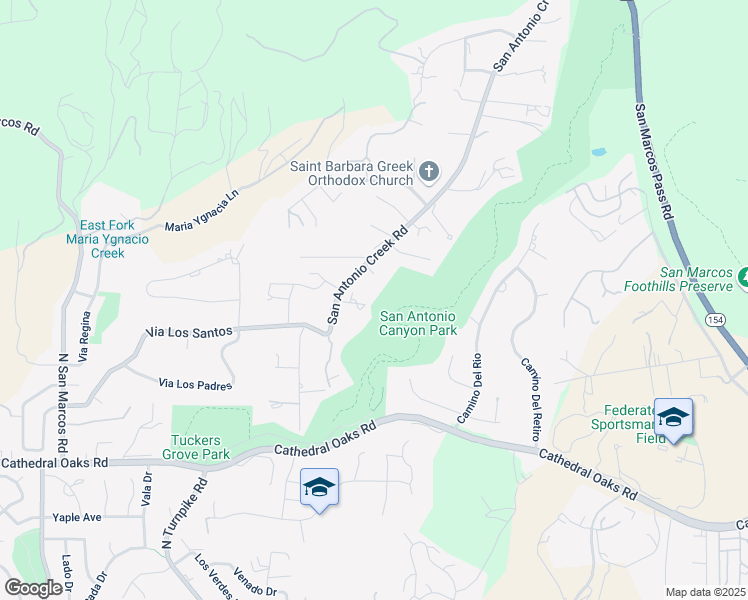 map of restaurants, bars, coffee shops, grocery stores, and more near 4610 Via Rubi in Santa Barbara