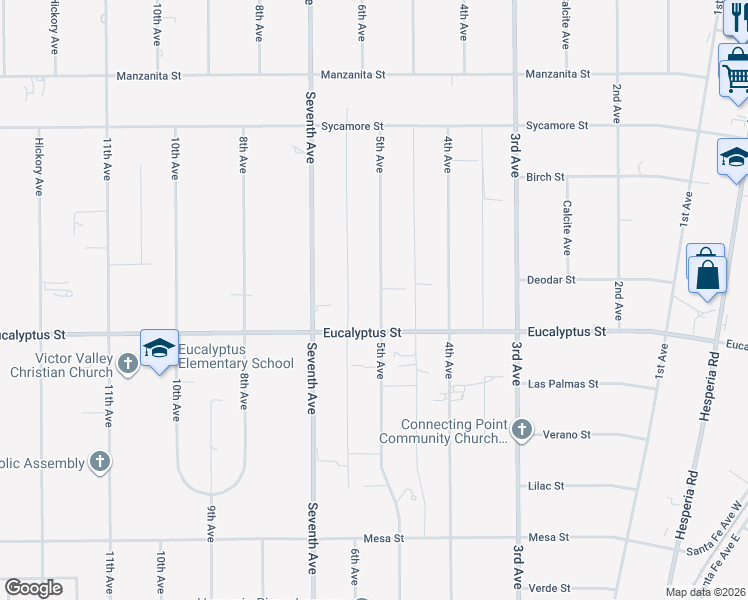 map of restaurants, bars, coffee shops, grocery stores, and more near in Hesperia