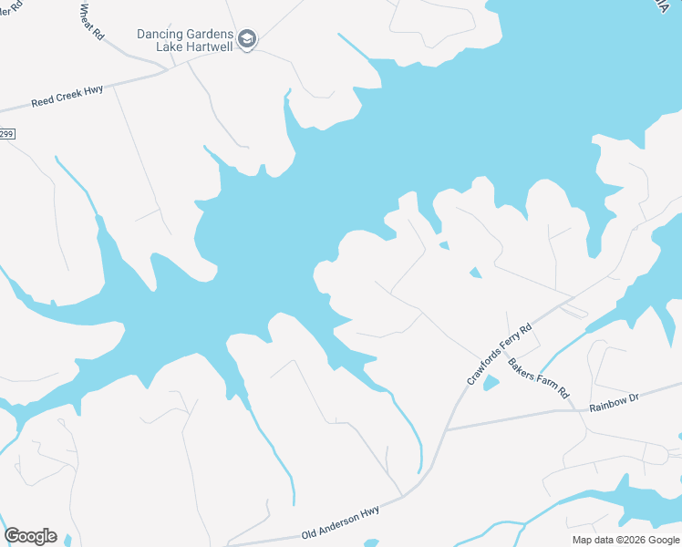 map of restaurants, bars, coffee shops, grocery stores, and more near Woodbine Way in Hartwell