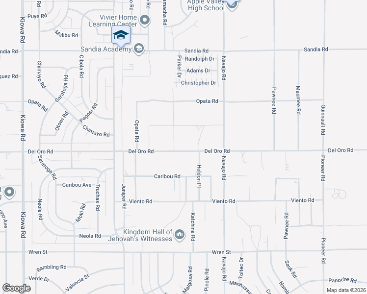 map of restaurants, bars, coffee shops, grocery stores, and more near 21540 Del Oro Road in Apple Valley