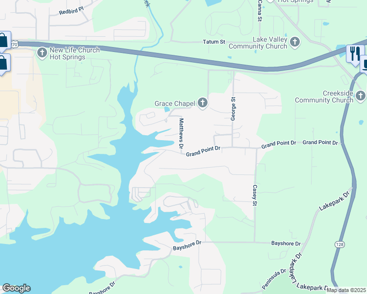 map of restaurants, bars, coffee shops, grocery stores, and more near 235 Pine Tree Canyon Trail in Hot Springs