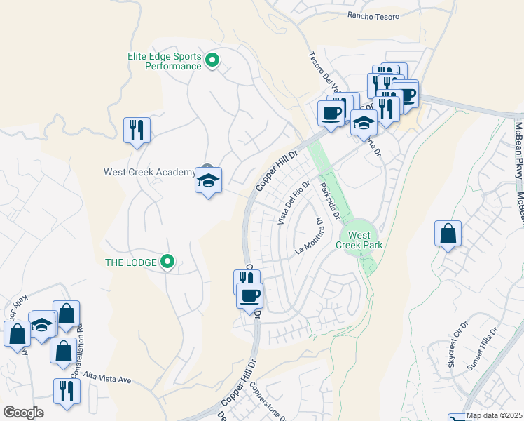 map of restaurants, bars, coffee shops, grocery stores, and more near 28596 Herrera Street in Santa Clarita