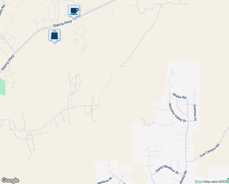 map of restaurants, bars, coffee shops, grocery stores, and more near 15000 Baker Canyon Road in Santa Clarita
