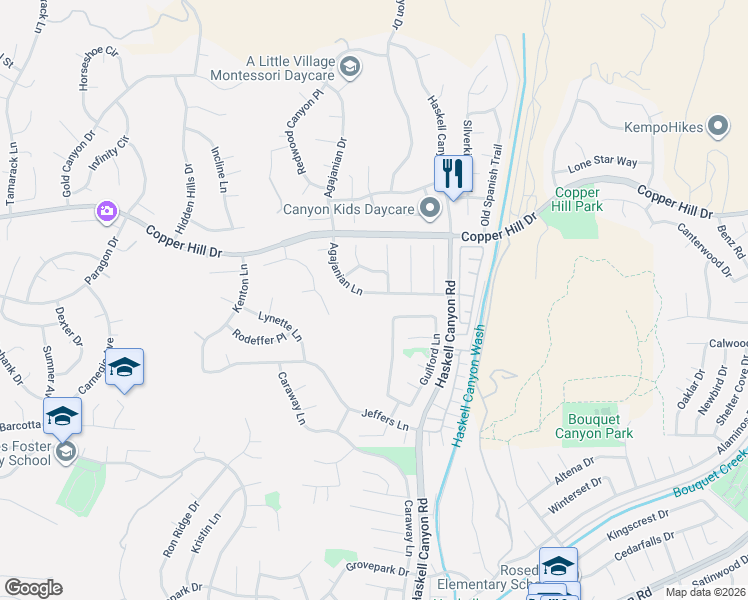 map of restaurants, bars, coffee shops, grocery stores, and more near 21714 Agajanian Lane in Santa Clarita