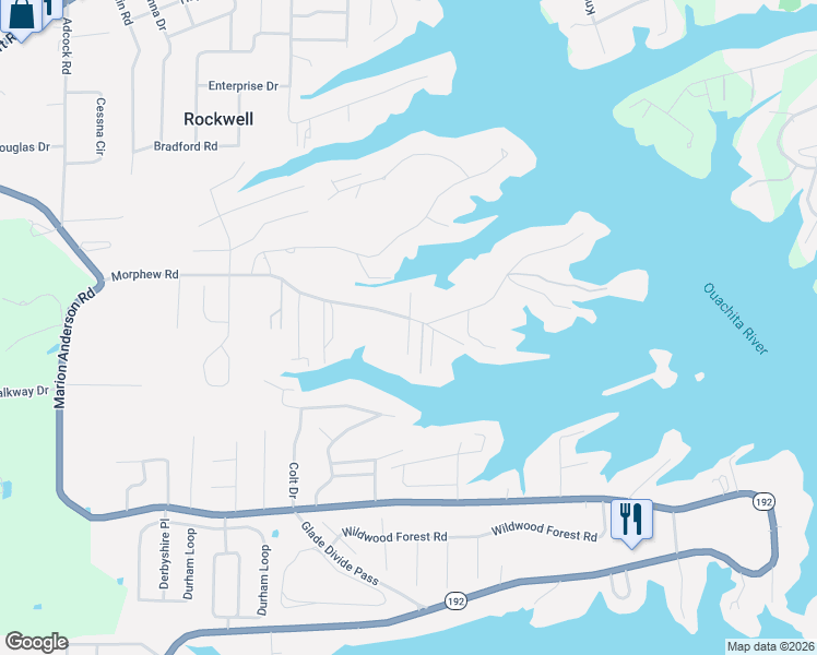 map of restaurants, bars, coffee shops, grocery stores, and more near 259A Morphew Road in Rockwell
