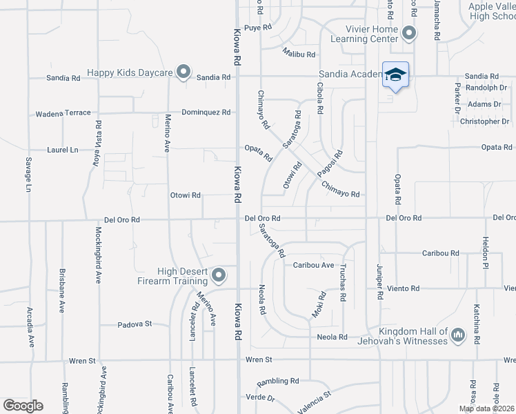 map of restaurants, bars, coffee shops, grocery stores, and more near 11337 Kiowa Road in Apple Valley