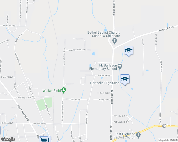 map of restaurants, bars, coffee shops, grocery stores, and more near 546 Craft Lane Northeast in Hartselle