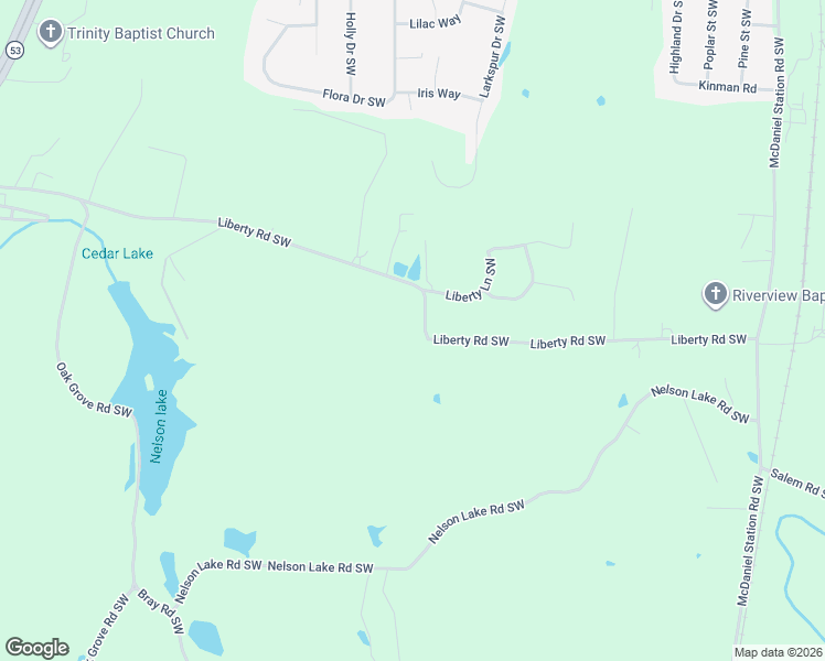 map of restaurants, bars, coffee shops, grocery stores, and more near 502 Liberty Road Southwest in Calhoun