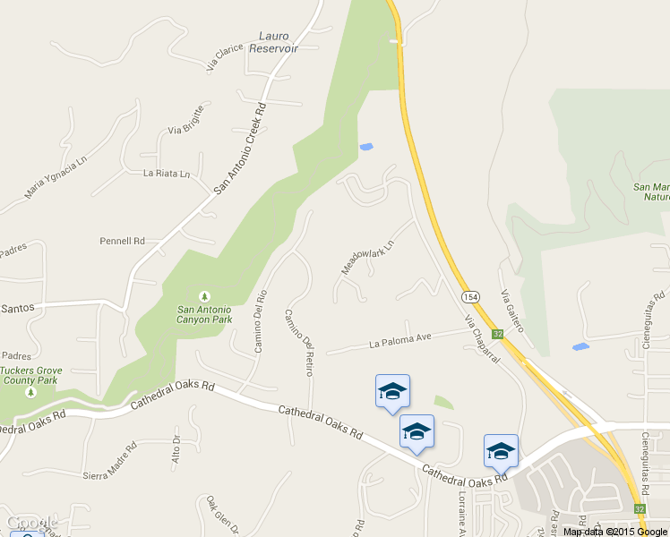 map of restaurants, bars, coffee shops, grocery stores, and more near 4477 Meadowlark Lane in Santa Barbara