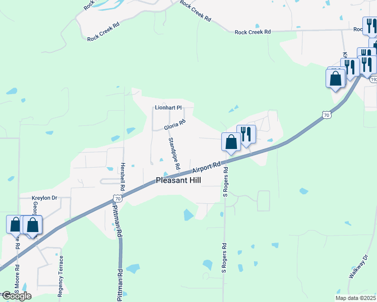 map of restaurants, bars, coffee shops, grocery stores, and more near 151 March Lane in Hot Springs