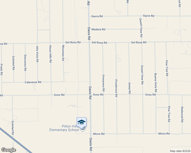 map of restaurants, bars, coffee shops, grocery stores, and more near 11437 Oasis Road in Piñon Hills