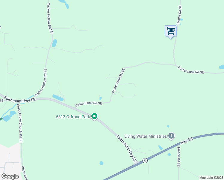 map of restaurants, bars, coffee shops, grocery stores, and more near 324 Foster Lusk Road Southeast in Calhoun