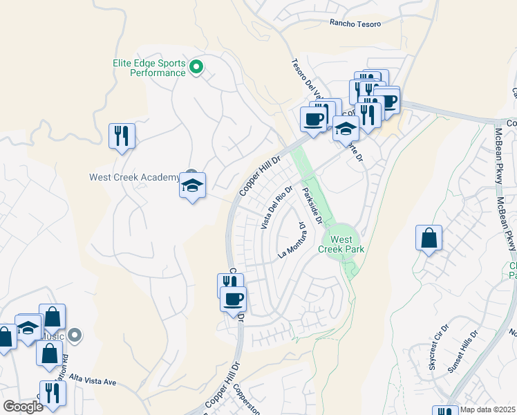 map of restaurants, bars, coffee shops, grocery stores, and more near 28629 Solana Court in Santa Clarita