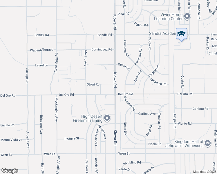 map of restaurants, bars, coffee shops, grocery stores, and more near 20855 Otowi Road in Apple Valley