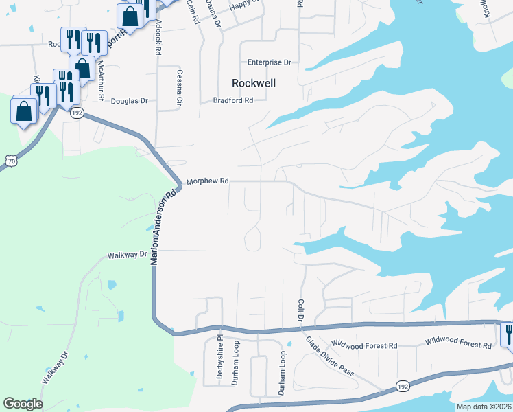 map of restaurants, bars, coffee shops, grocery stores, and more near 118 Copper Mountain Loop in Hot Springs