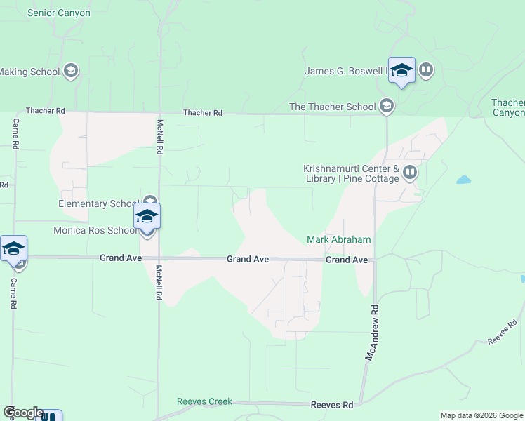 map of restaurants, bars, coffee shops, grocery stores, and more near 4215 Hendrickson Road in Ojai