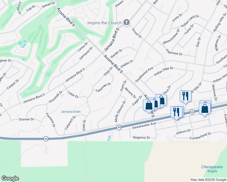 map of restaurants, bars, coffee shops, grocery stores, and more near 2530 Avocado Lane in Lake Havasu City