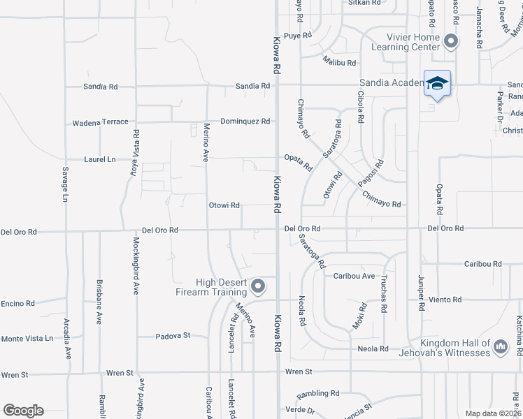 map of restaurants, bars, coffee shops, grocery stores, and more near 20855 Otowi Road in Apple Valley