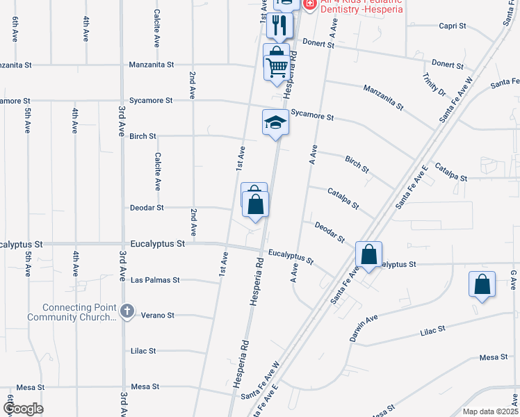 map of restaurants, bars, coffee shops, grocery stores, and more near 12931 #2 Hesperia Road in Victorville