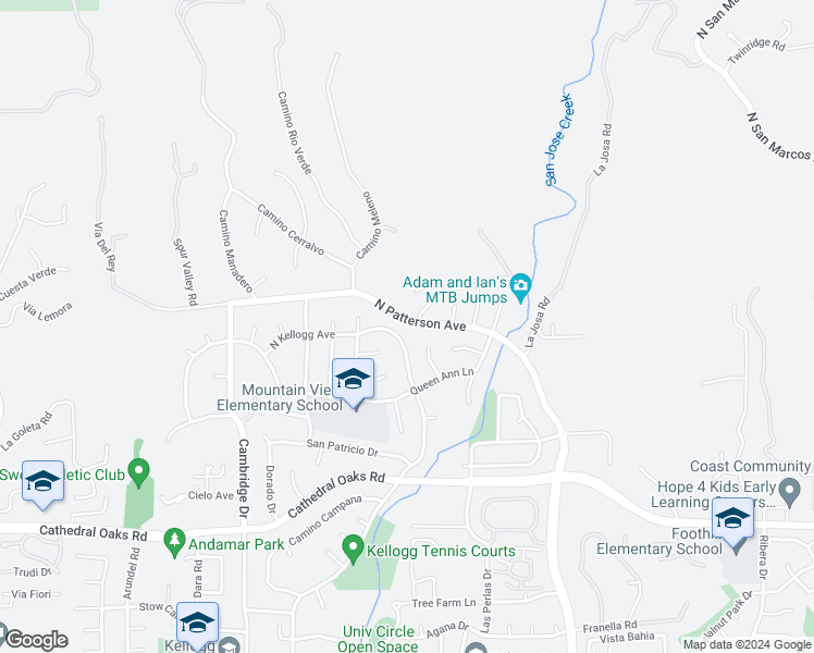 map of restaurants, bars, coffee shops, grocery stores, and more near 1099 North Patterson Avenue in Santa Barbara