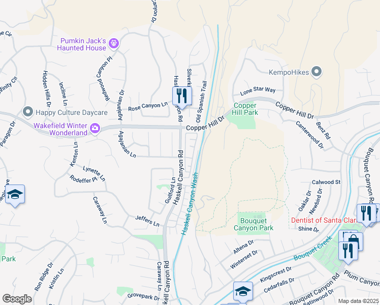 map of restaurants, bars, coffee shops, grocery stores, and more near 28349 Willow Court in Santa Clarita