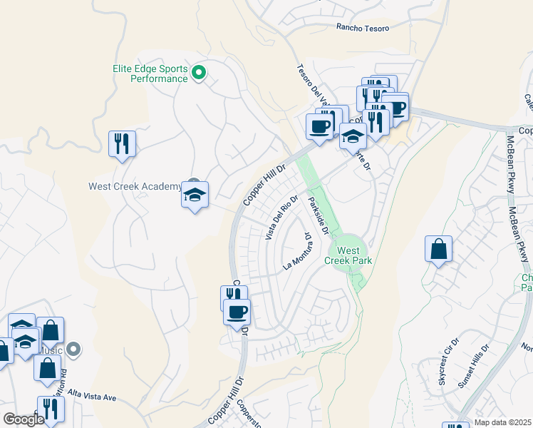 map of restaurants, bars, coffee shops, grocery stores, and more near 28629 Solana Court in Santa Clarita