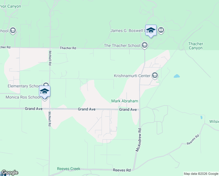 map of restaurants, bars, coffee shops, grocery stores, and more near 4530 Hendrickson Road in Ojai