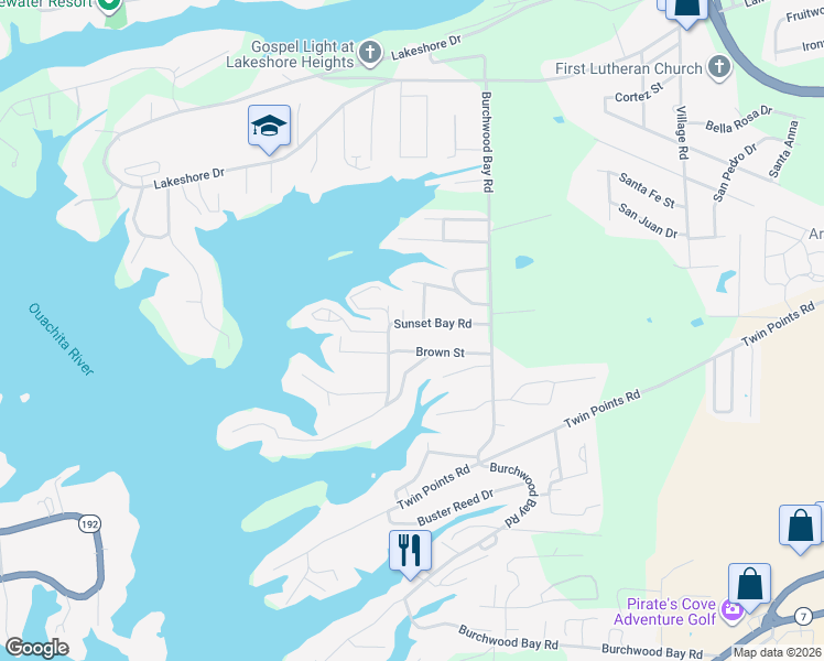 map of restaurants, bars, coffee shops, grocery stores, and more near 209 Sunset Bay Road in Hot Springs