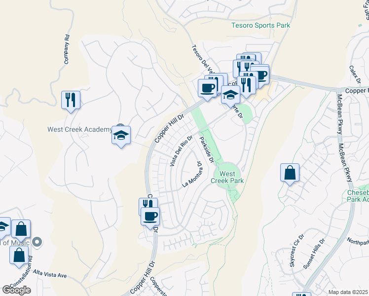 map of restaurants, bars, coffee shops, grocery stores, and more near 28628 Vista Del Rio Drive in Santa Clarita