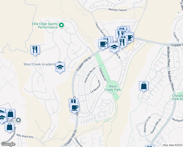 map of restaurants, bars, coffee shops, grocery stores, and more near 28628 Vista Del Rio Drive in Santa Clarita