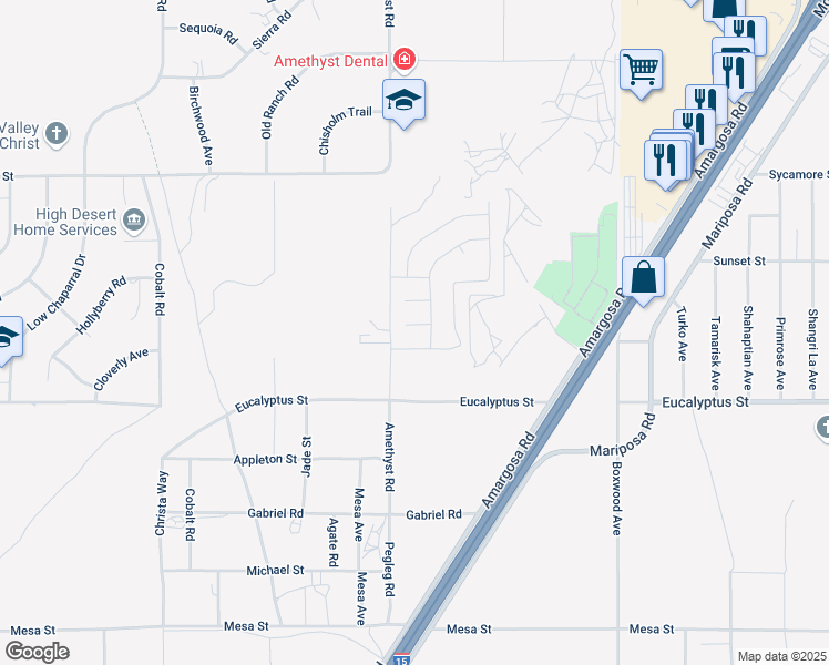 map of restaurants, bars, coffee shops, grocery stores, and more near 13719 Eva Court in Victorville