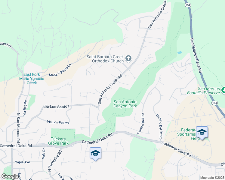 map of restaurants, bars, coffee shops, grocery stores, and more near 4610 Via Rubi in Santa Barbara