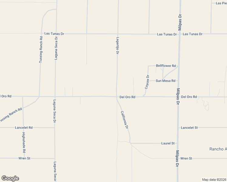 map of restaurants, bars, coffee shops, grocery stores, and more near 25220 Del Oro Road in Apple Valley