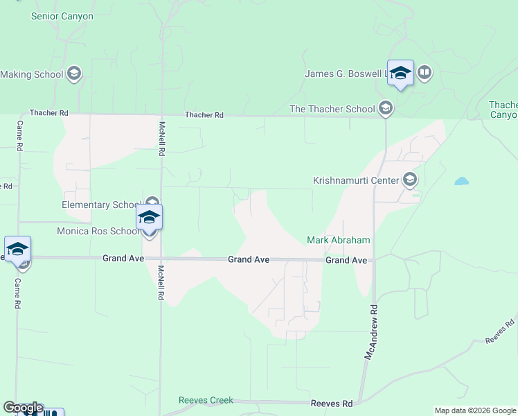 map of restaurants, bars, coffee shops, grocery stores, and more near 4215 Hendrickson Road in Ojai
