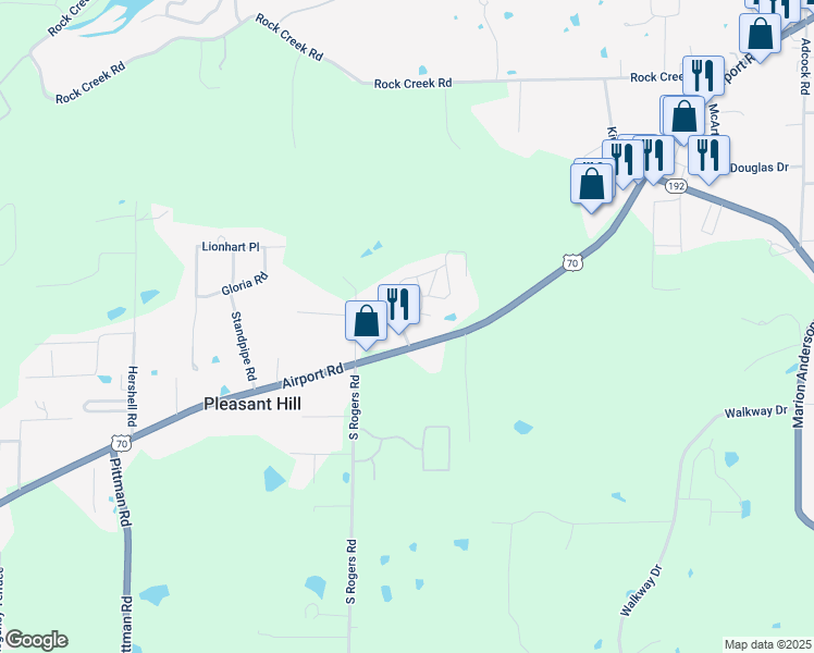 map of restaurants, bars, coffee shops, grocery stores, and more near 2070 Airport Road in Hot Springs