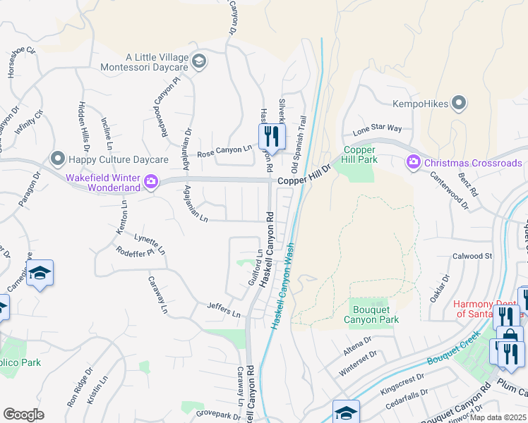 map of restaurants, bars, coffee shops, grocery stores, and more near 28314 Easton Lane in Santa Clarita